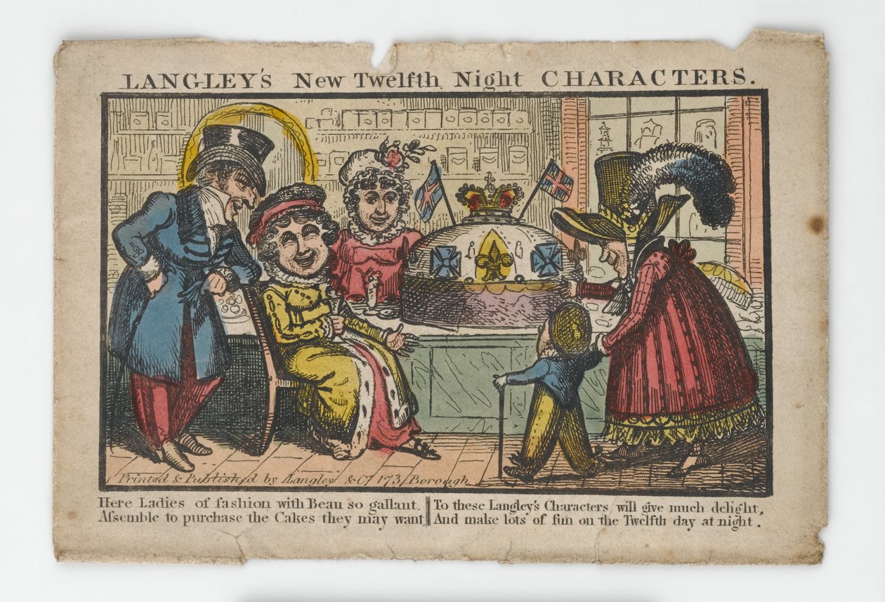 Langleys新的第十二夜人物信封，1818年（手工彩色雕刻） 作者 英语学校