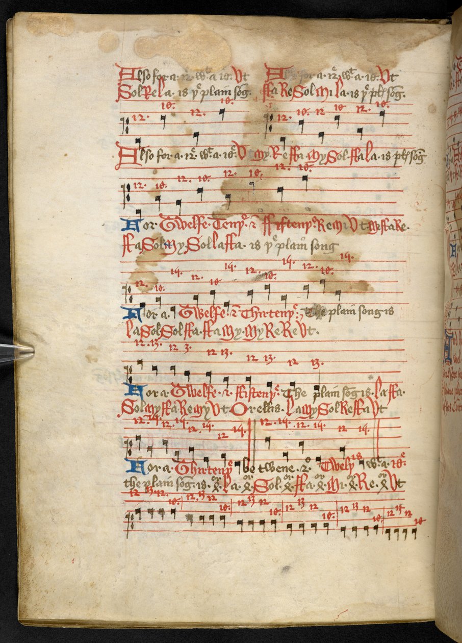 Lansdowne 763，f.112v，一卷相当写于十五世纪的牛皮纸，包含不同作者关于音乐的古老而非常有趣的论文。 作者 英语学校