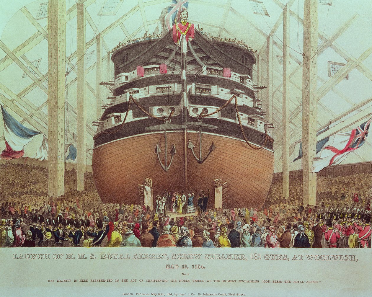 1854年5月13日在伍尔维奇推出HMS Royal Albert，Screw Steamer，131 Guns 作者 英语学校