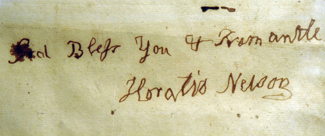 Left Handed Writing of Admiral Lord Nelson (pen & ink on paper) 作者 英语学校