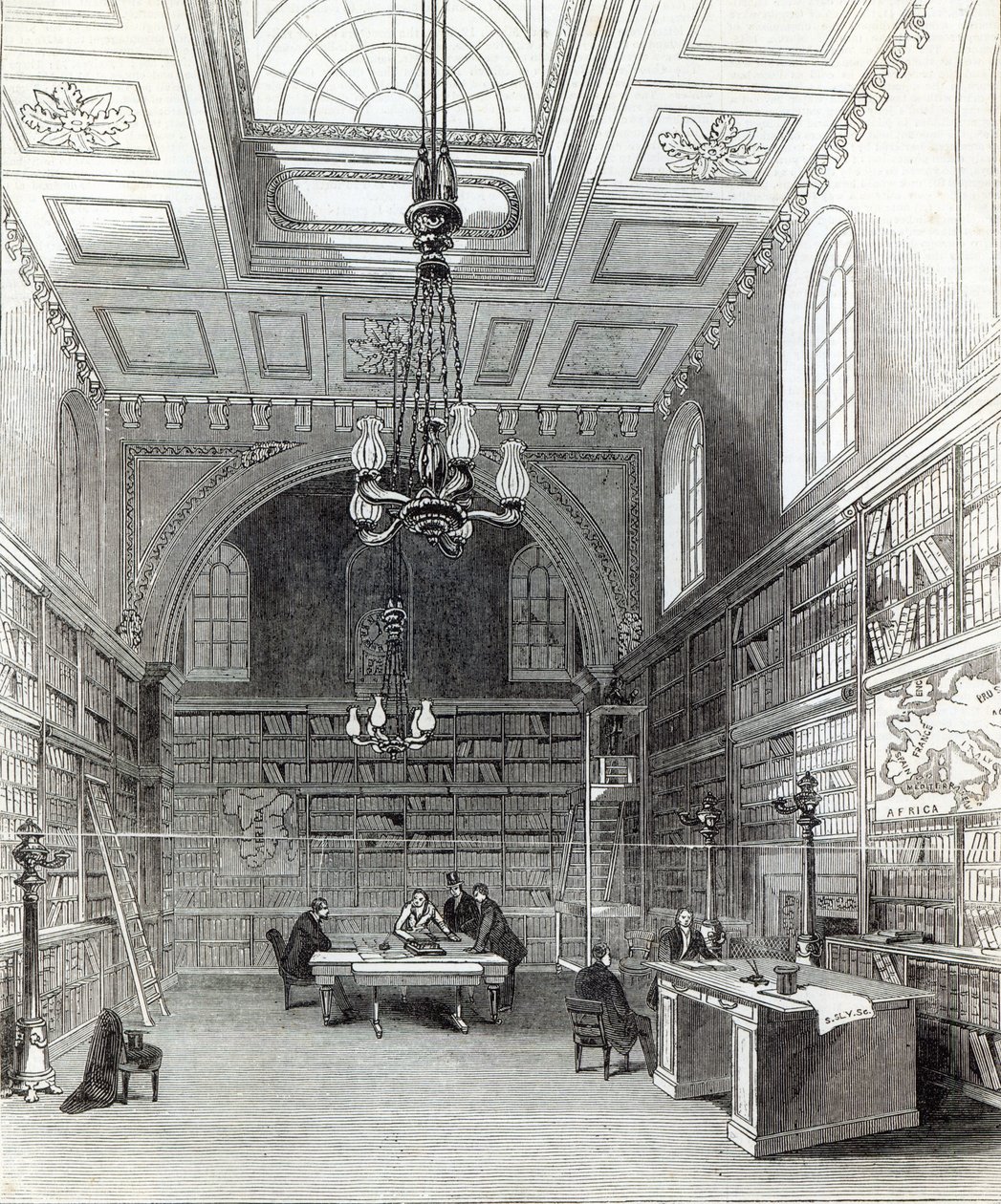 上议院图书馆，来自&39;The Illustrated London News&39;，1845年3月22日 作者 英语学校