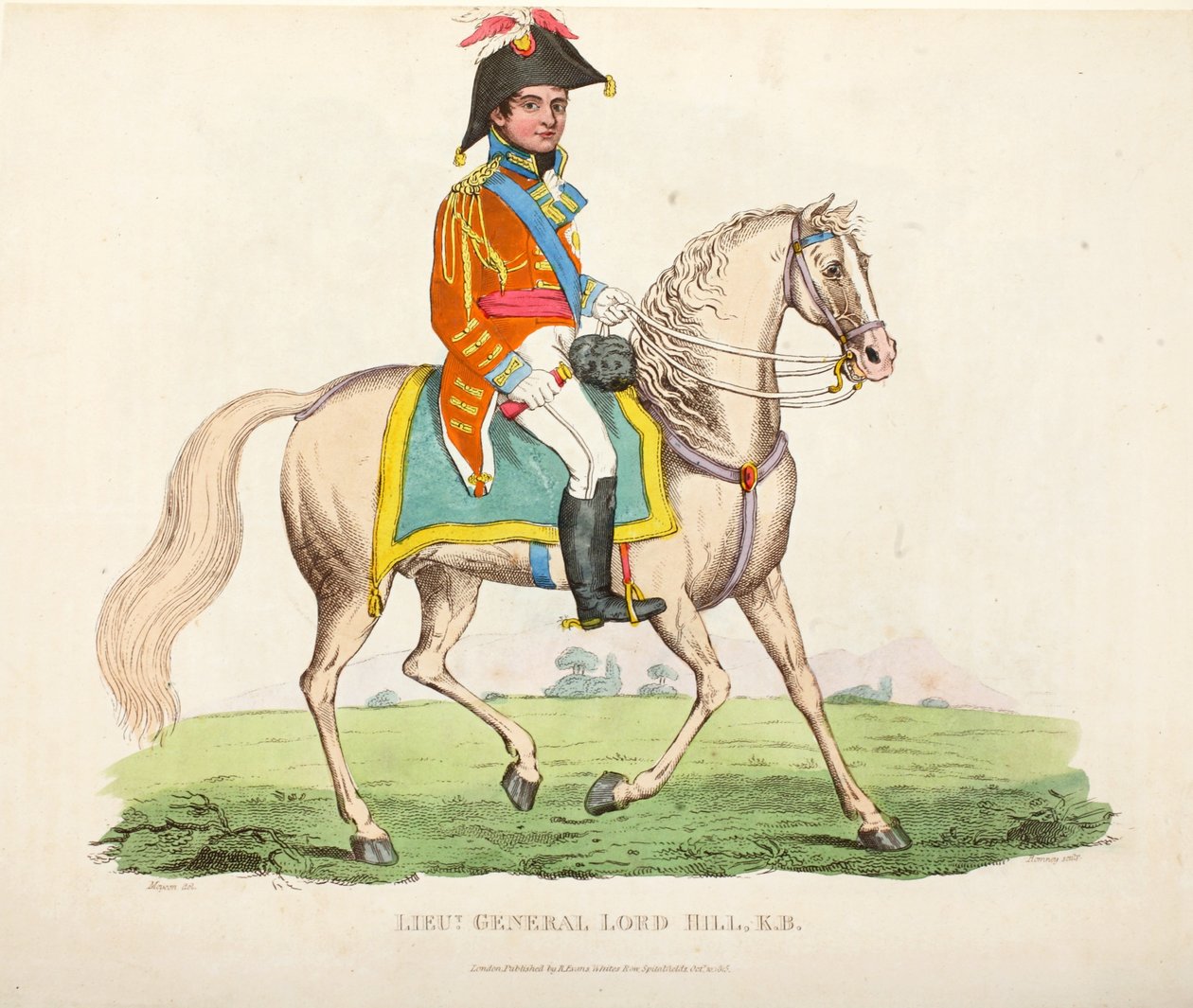 Lieut General Lord Hill KB，pub。作者：理查德·埃文斯（Richard Evans），罗姆尼（Romney），1816年威廉·穆德福德（William Mudford）撰写的滑铁卢战役历史记录中的插图 作者 英语学校