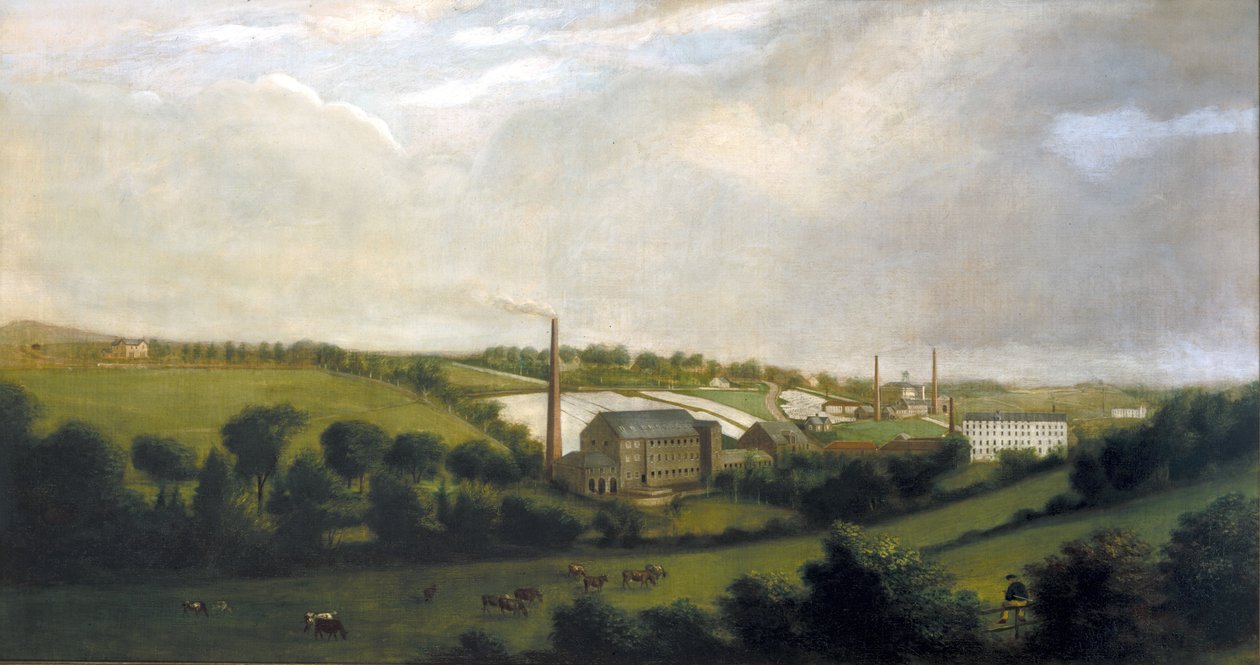在Chapelizod的亚麻磨房，在Lucan附近，都伯林，爱尔兰，c.1840 作者 英语学校