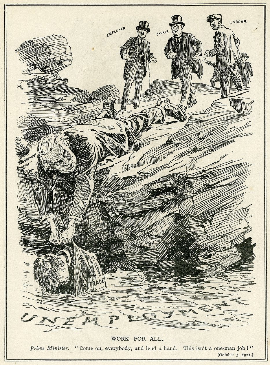 1921年，劳埃德乔治告诉雇主，银行家和劳工合作打败失业 作者 英语学校