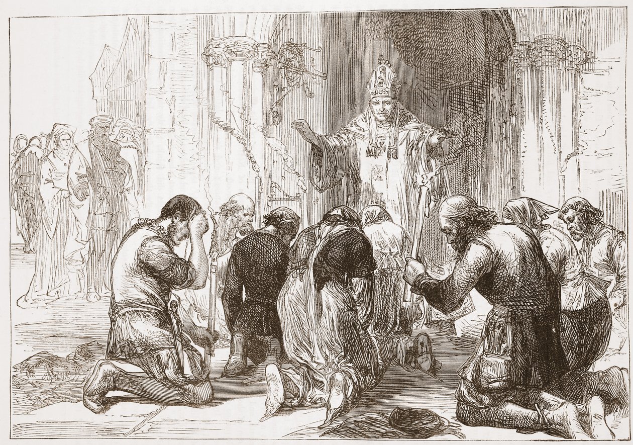 Lollards放弃他们的信仰，插图来自James Aitken Wylie的新教历史（1808-1890），酒吧。 1878年 作者 英语学校
