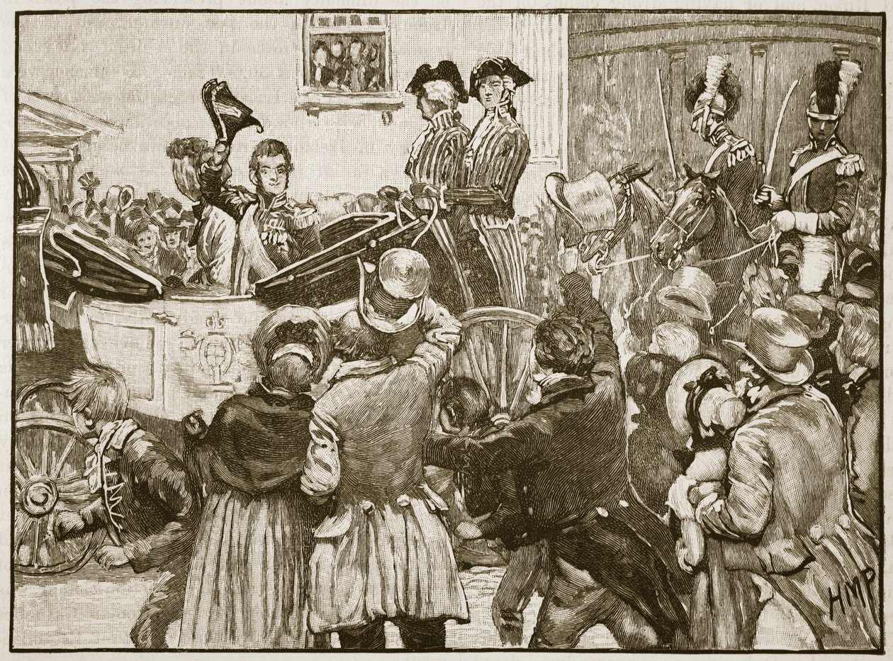 Anglesy勋爵离开爱尔兰，金斯敦，1828年，插图来自卡塞尔斯画报英国历史（棕褐色照片） 作者 英语学校