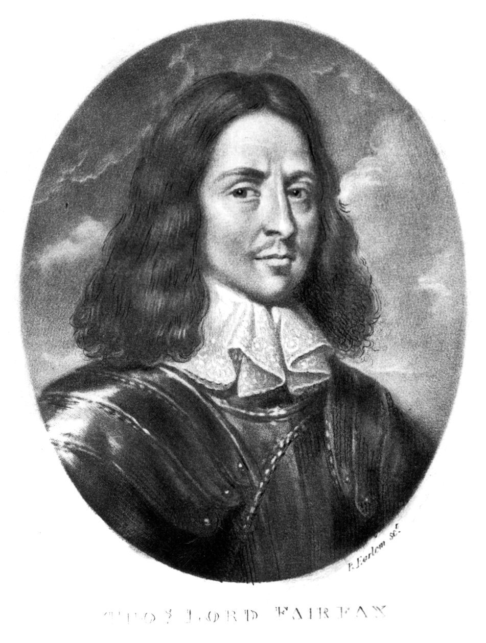 托马斯·费尔法克斯勋爵（1612-71）来自“英国历史上杰出人物肖像”的插图，由Richard Earlom（1743-1822）（mezzotint）刻。 作者 英语学校