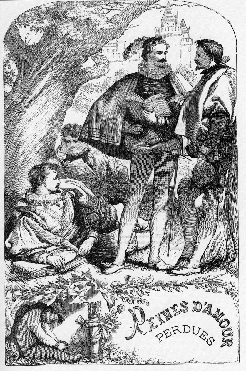 失恋的劳动》--《威廉-莎士比亚作品全集》中的插图，1866年--该版本的插图和一般形式借用了伦敦出版的卡塞尔《莎士比亚插图》。 作者 英语学校