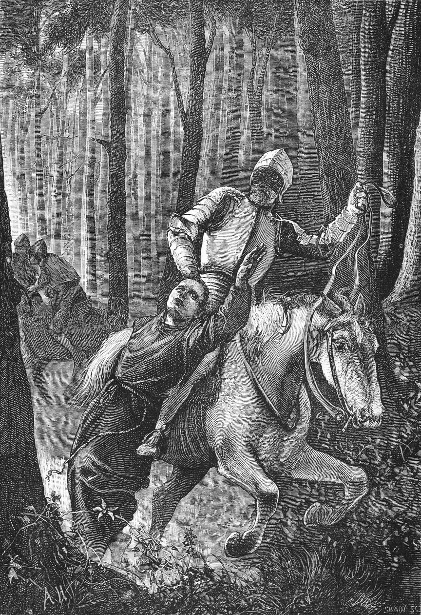 Luther在图林根森林遭到蒙面骑兵袭击，詹姆斯·艾特肯·威利（James Aitken Wylie，1808-1890），酒吧的新教历史插图。 1878年 作者 英语学校