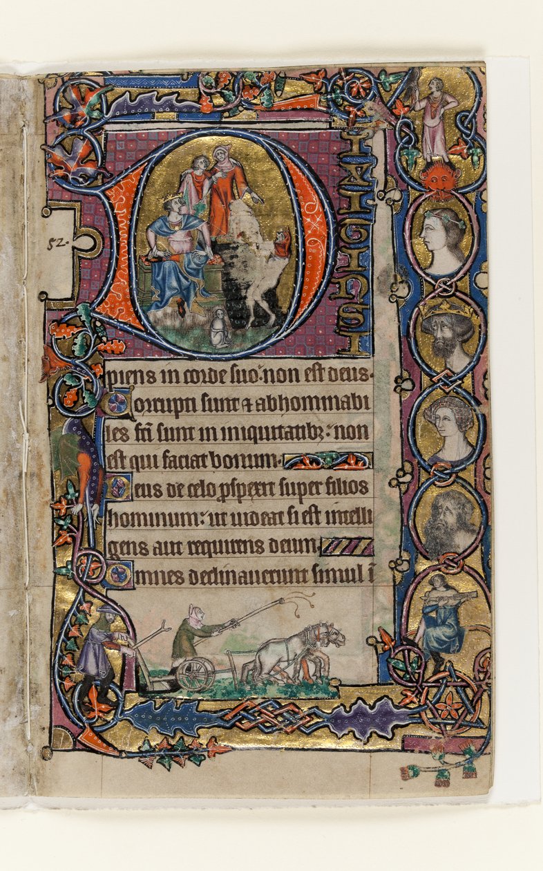 MS 1-2005，关注。 77r：David and the Fool，起源于Macclesfield Psalter，使用Sarum，East Anglia，c.1330 作者 英语学校