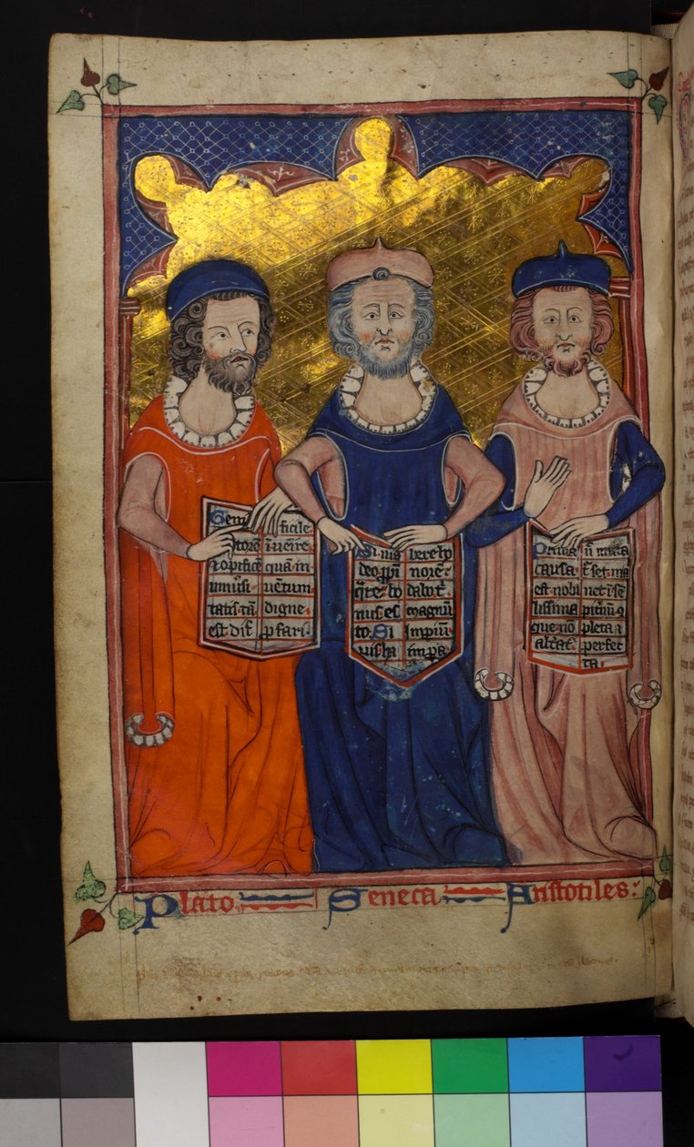 MS Hunter 231 Illustration of Plato, Seneca and Aristotle (vellum) 作者 英语学校