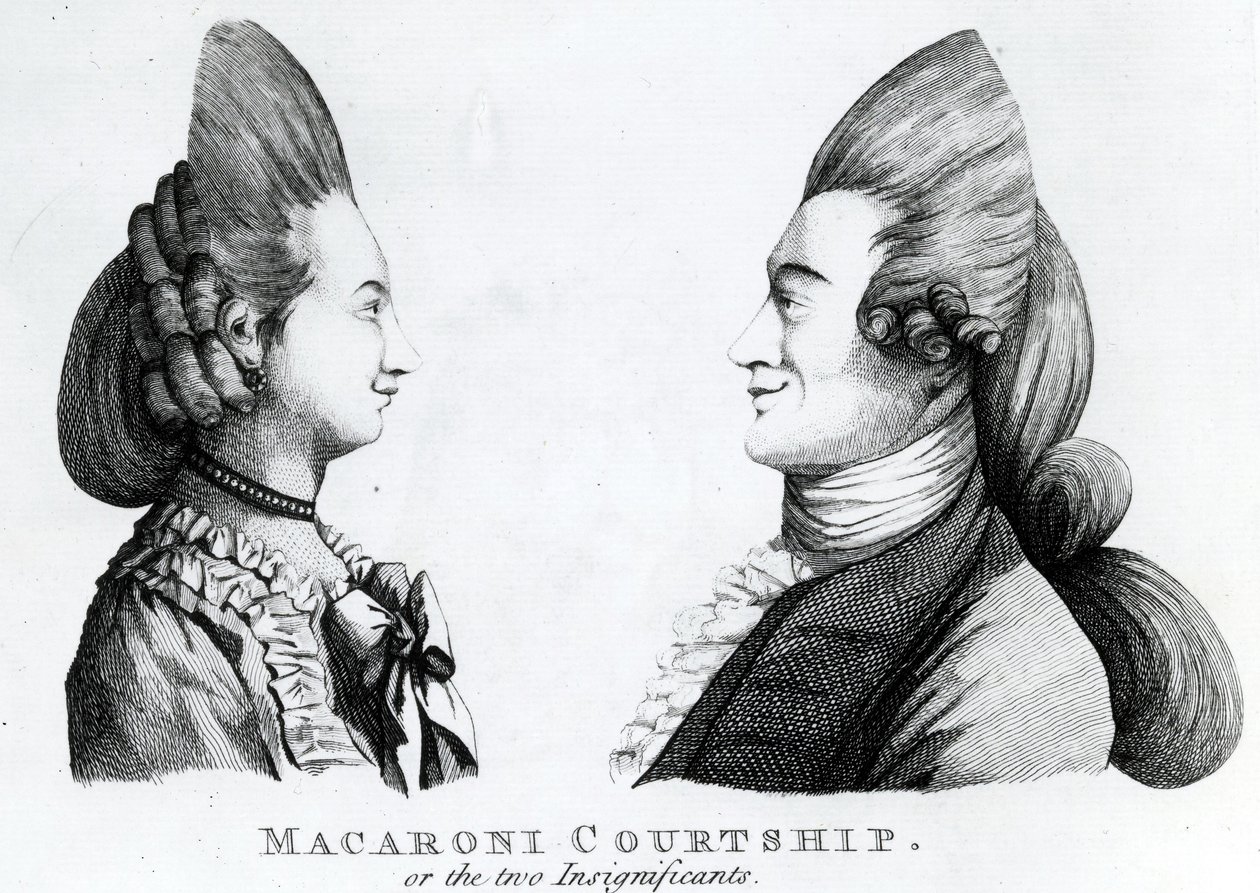 1772年M. Darly出版的通心粉求爱，或两个微不足道（mezzotint） 作者 英语学校