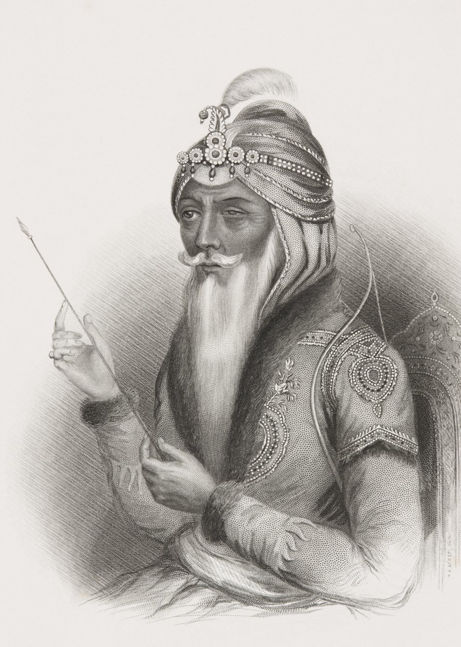 来自“历史肖像画廊”的Maharaja Ranjit Singh于1880年出版 作者 英语学校
