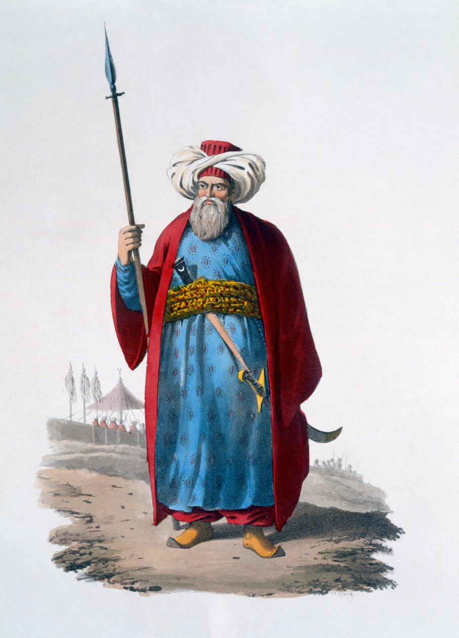 Mameluke官员，1818年（彩色aquatint） 作者 英语学校