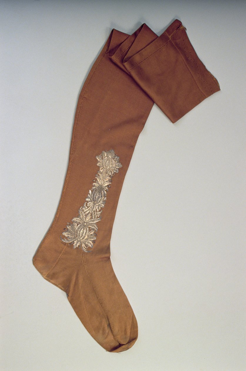 Mans Stocking，c.1720（丝绸） 作者 英语学校