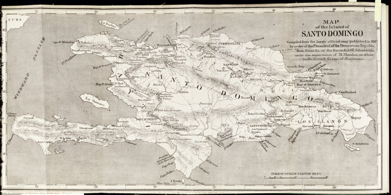 圣多明各岛的地图，来自Samuel Hazard，酒吧的&39;Santo Domingo过去和现在&39;。 1873年（光电） 作者 英语学校