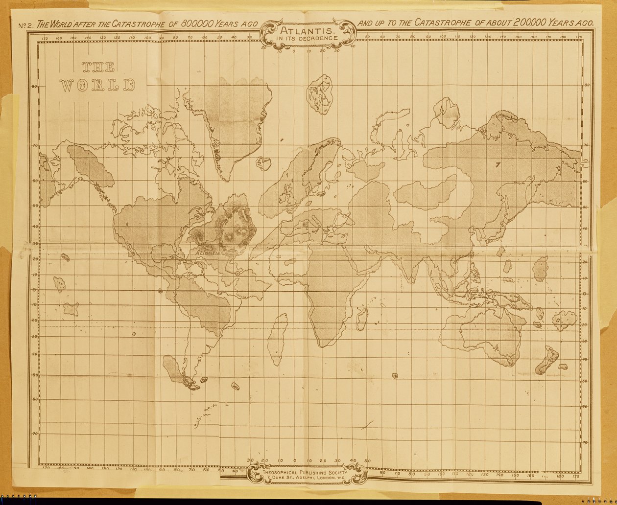 世界地图，&39;亚特兰蒂斯在它的颓废&39;，由Theosophical Publishing Company（litho）出版 作者 英语学校