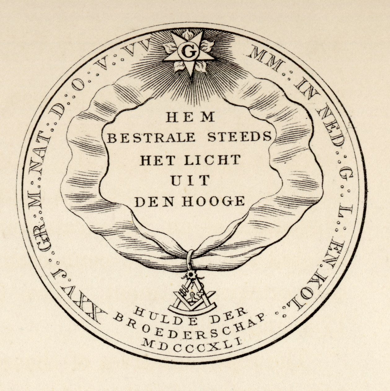 共济会海豹，1841年，来自“共济会的历史，第三卷”，由Thomas C. Jack，1883年伦敦出版 作者 英语学校