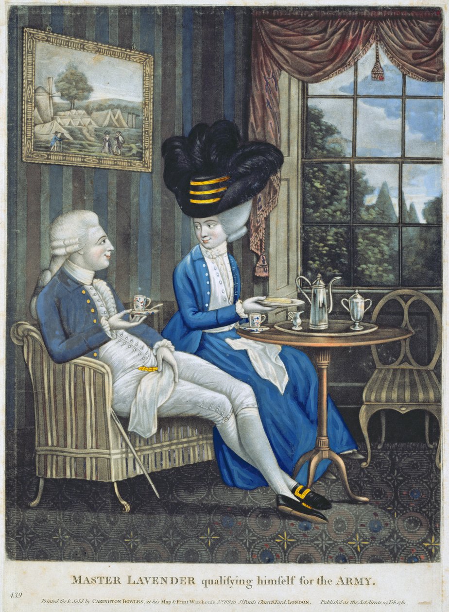 薰衣草大师为军队，酒吧资格认定自己。作者：Carington Bowles（fl.1744-93），1781（mezzotint engraving） 作者 英语学校