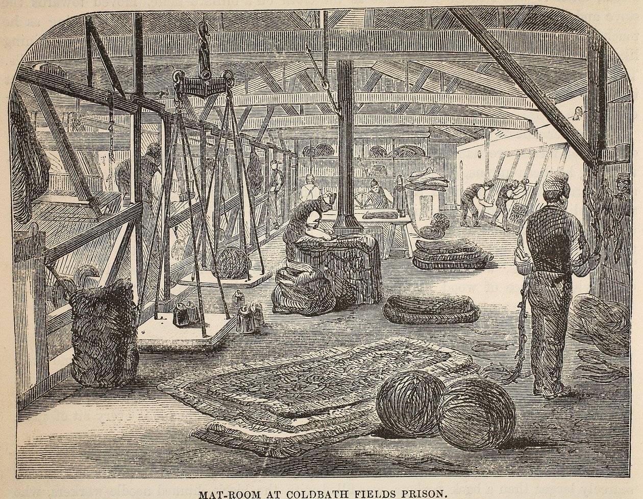 Coldbath Fields Prison的Mat-room，伦敦刑事监狱的插图和监狱生活场景的Henry Mayhew和John Binny，酒吧。 1862年 作者 英语学校