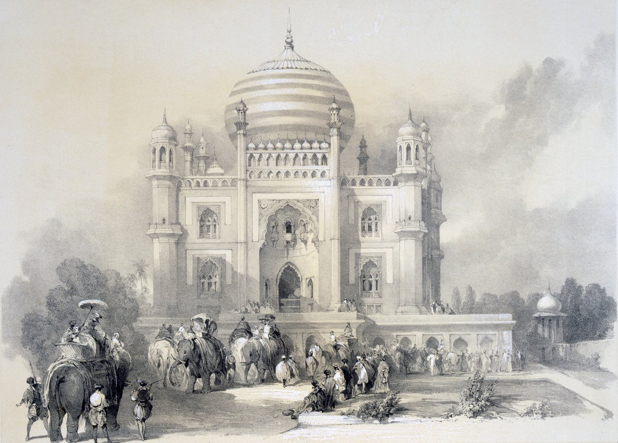 来自东方投资组合的德里Jufhir Junge陵墓：Horace H. Wilson于1841年出版的印度风景与建筑的风景如画插图 作者 英语学校