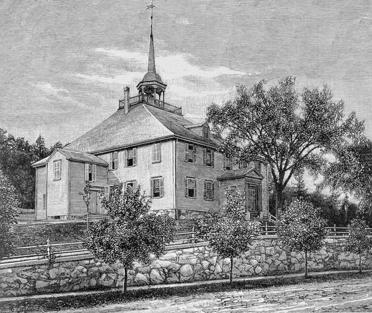 Hingham会议室，1886年“美国叙事与批评史”第三卷的插图 作者 英语学校