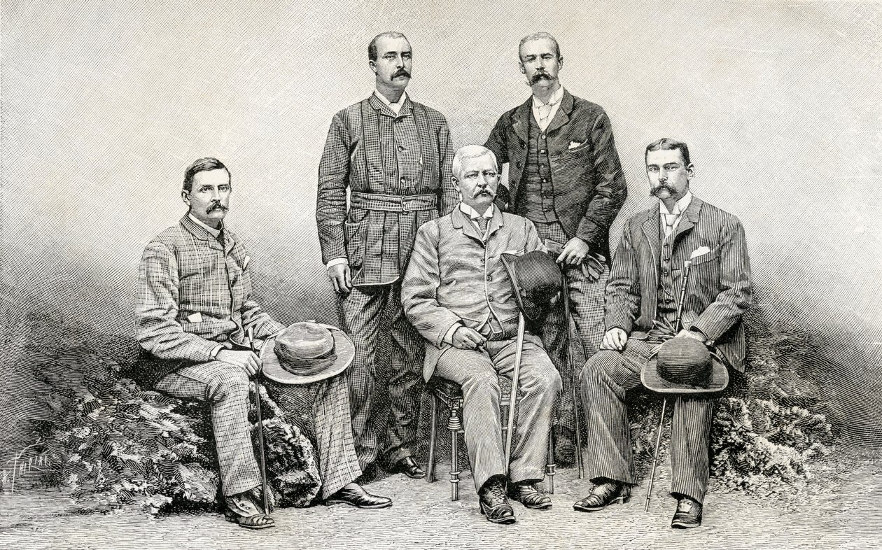 1890年亨利莫顿斯坦利爵士的Emin Pasha救济探险队成员（木雕） 作者 英语学校