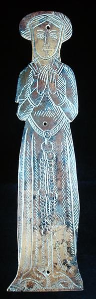 中产阶级女士造型的纪念铜器，约1520年（黄铜）。 作者 英语学校