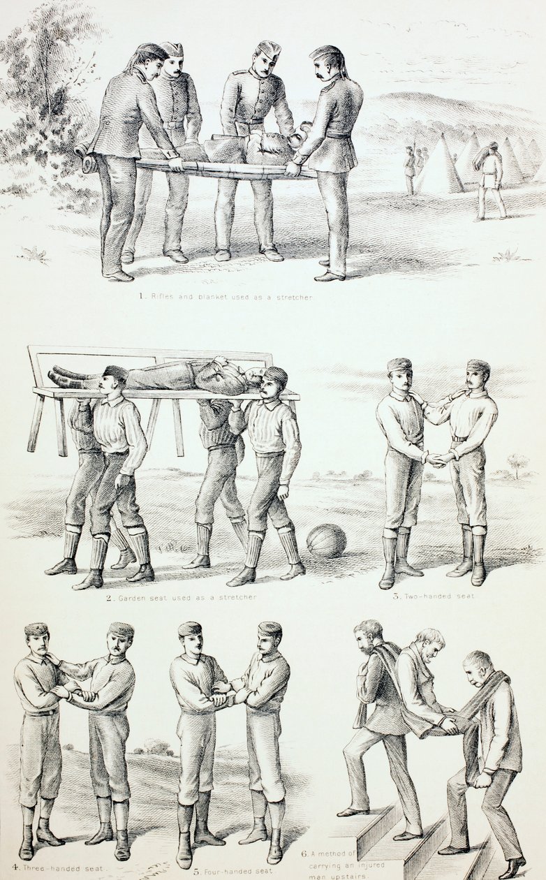 携带受伤人员的方法，c.1890 作者 英语学校