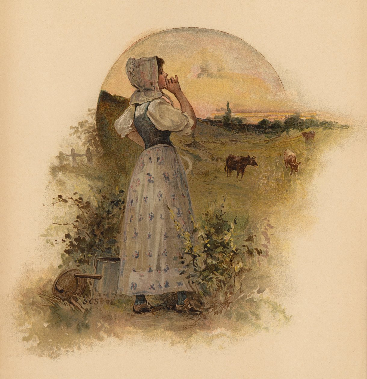 挤奶女工 (chromolitho) 作者 英语学校