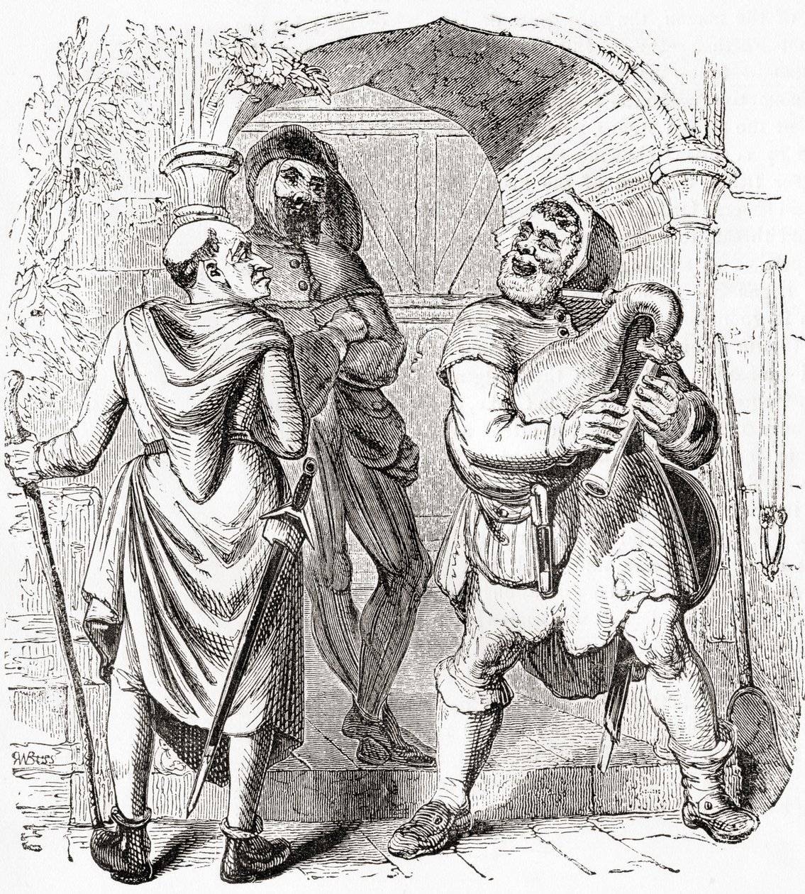 Miller, Manciple and Reeve，摘自《古老的英格兰》：图画博物馆》，1847 年出版。1847 作者 英语学校