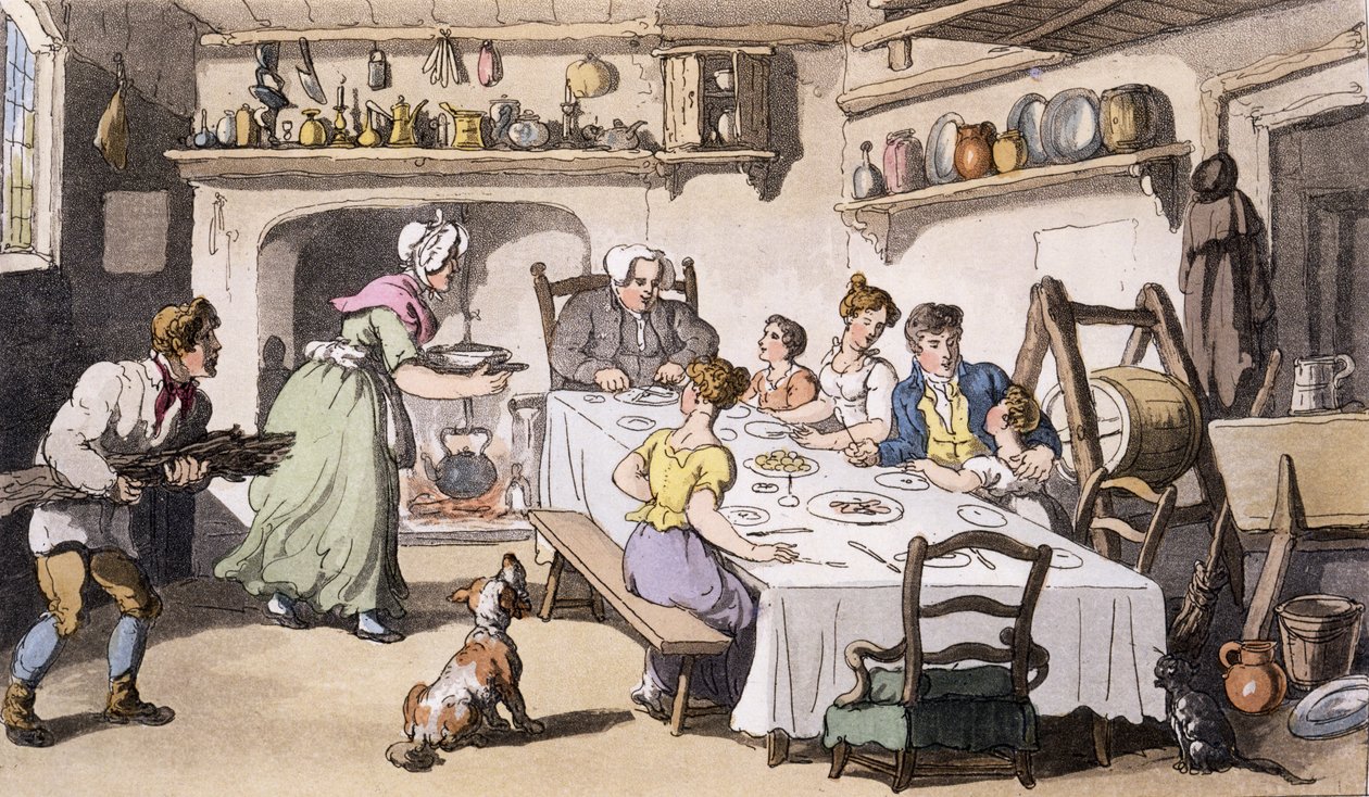 Burchells先生第一次访问，酒吧。 Ackermanns艺术资料库，伦敦，1817年（手工彩色雕刻） 作者 英语学校