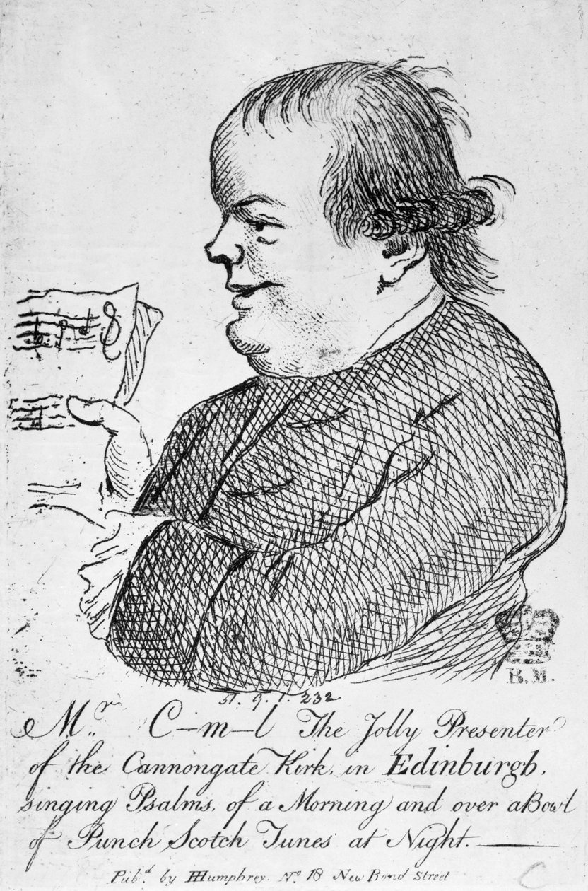 爱丁堡卡农盖特教堂的快乐主持人C-m-l先生，约1781年（雕刻）。 作者 英语学校