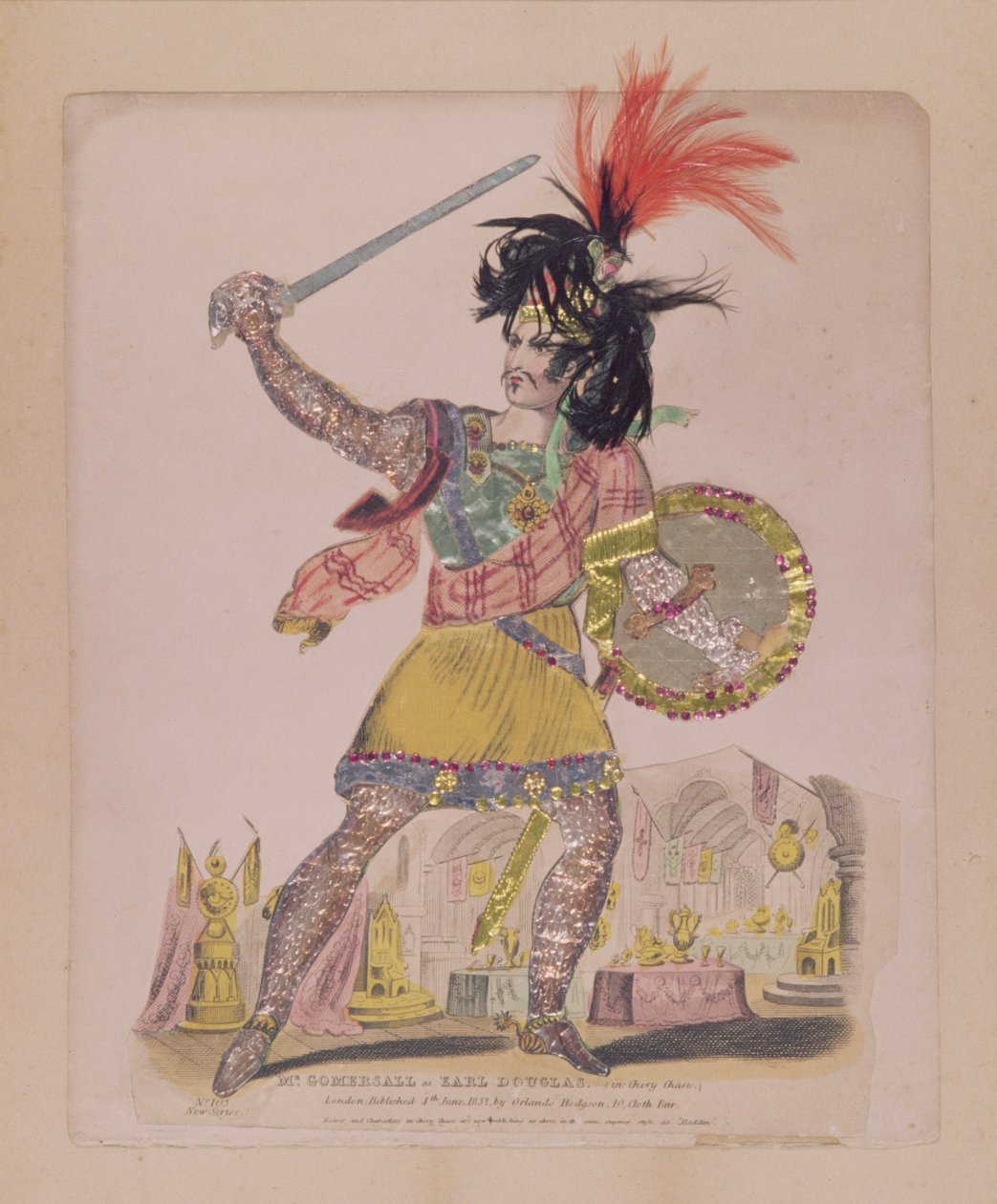 Gomersall先生在“The Chelad Chase的歌谣”中饰演Earl Douglas。作者：Orlando Hodgson，1832年（雕刻和拼贴） 作者 英语学校