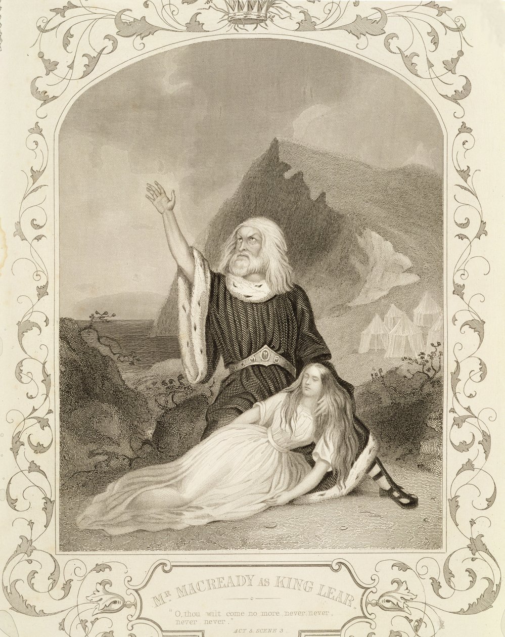 Macready先生，作为King Lear，第五幕第3幕，由William Shakespeare饰演（1564-1616） 作者 英语学校