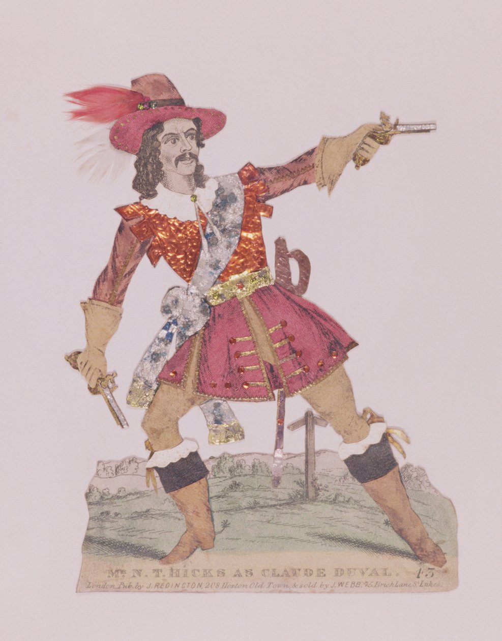 NT Hicks先生以法国高速公路车手Claude Duval（1643-70）为幌子（雕刻和拼贴） 作者 英语学校