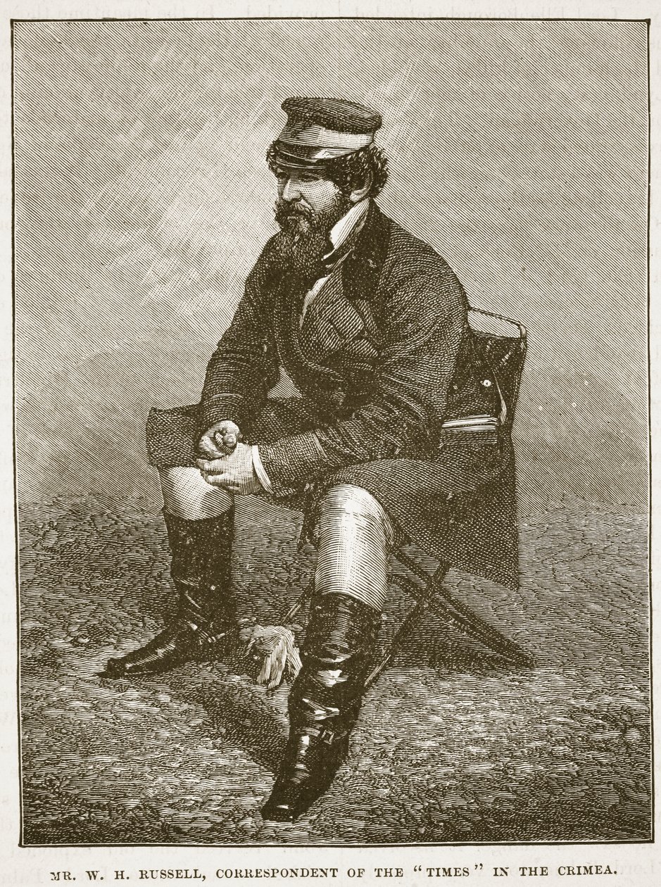 WH Russell先生，克里米亚时报记者，卡塞尔斯画报英国历史插图（棕褐色照片） 作者 英语学校
