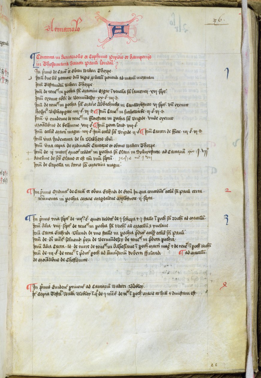 Ms25511 fol.36r Dean Lyseuxs库存，圣保罗大教堂，1440 作者 英语学校