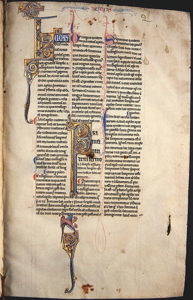 Ms.27, f.1r: 新约圣经有光泽副本中的一页（牛皮纸）。 作者 英语学校