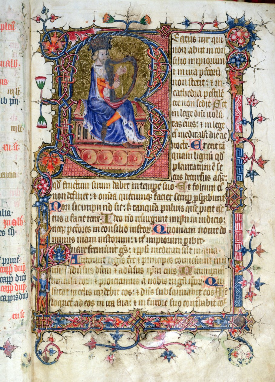 26岁女士。诗篇1，大卫哈平，来自Ramsey Abbey Psalter，c.1380 作者 英语学校