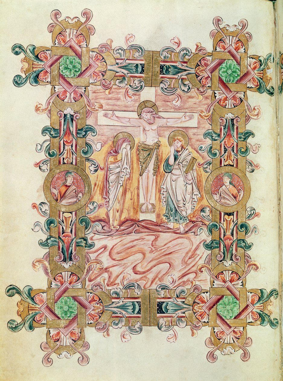 Ms 274（Y-6）fol.71v The Crucifixion，来自Jumieges的罗伯特勋章，c.1016 作者 英语学校