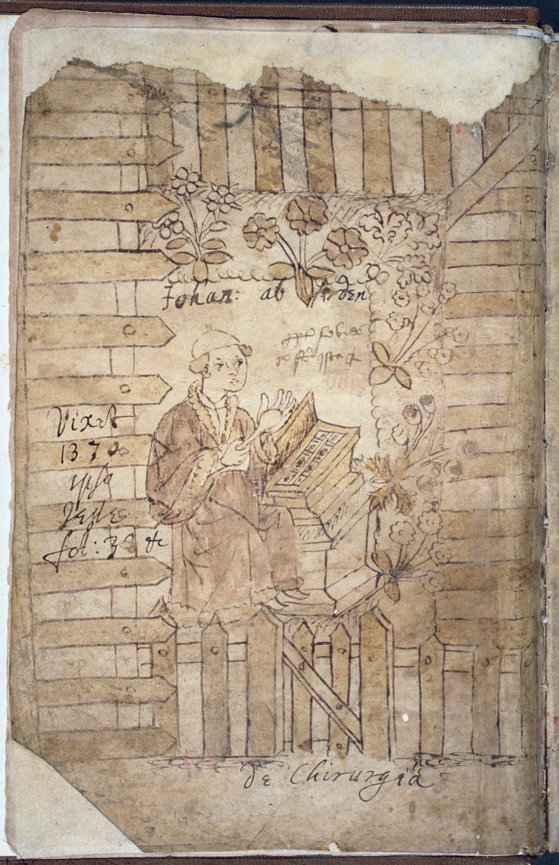 Hunter 112 f.1v Arderne in Herb Garden，由Johannis Arderne组成Incerti Avctoris 作者 英语学校