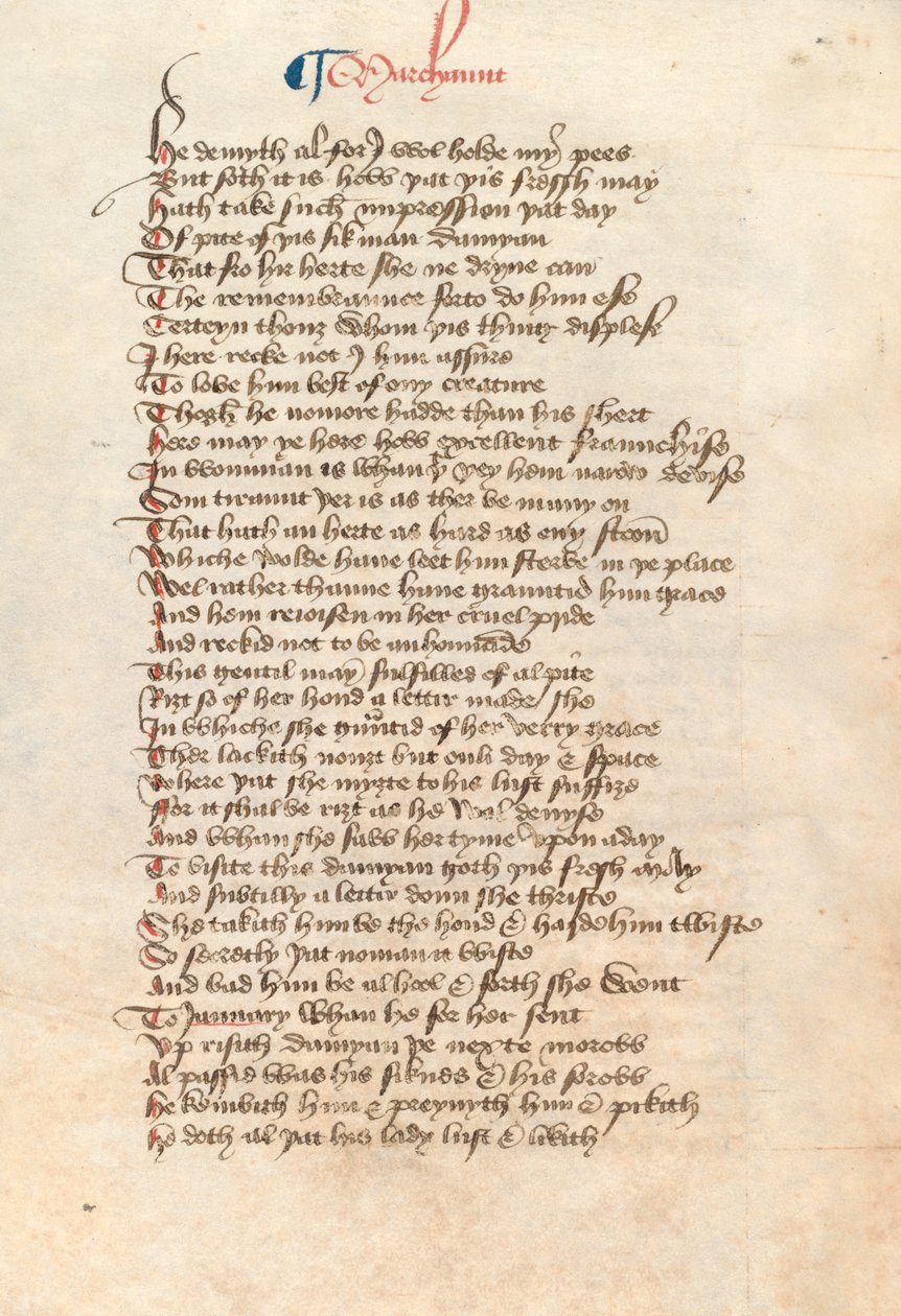 New Coll 314女士，f90v，Geoffrey Chaucer撰写的坎特伯雷故事集（牛皮纸笔墨水） 作者 英语学校
