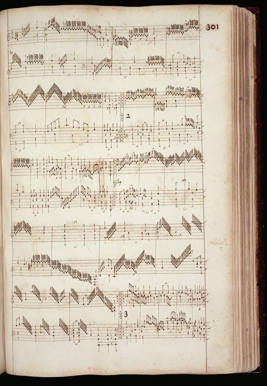 Mu Ms 168，p.301：Fitzwilliam Virginal的页面，以及16世纪和17世纪初的键盘音乐（纸上墨水） 作者 英语学校