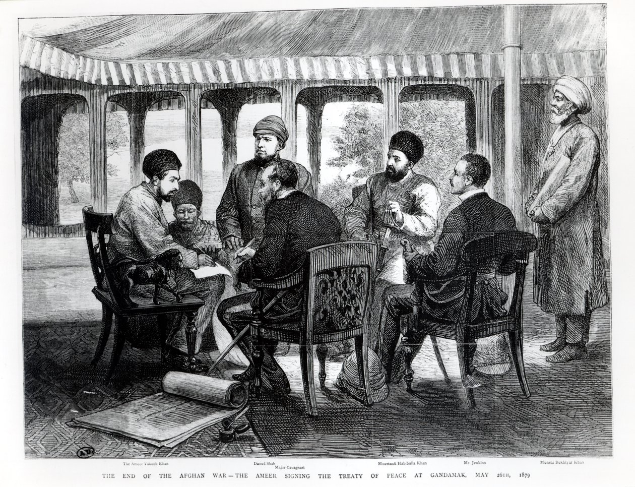 Muhammad Yaqub Khan（1849-1923）于1879年5月26日在Gundamak签署和平条约 作者 英语学校