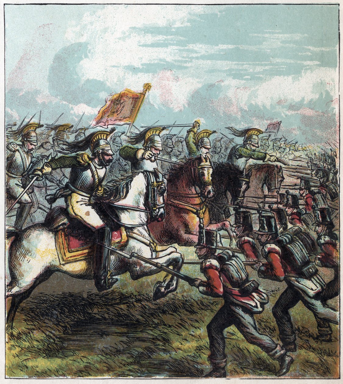 拿破仑战争：1815年6月18日的滑铁卢之战。拿破仑一世的法国骑兵向英国军队发起进攻，法国人的失败标志着拿破仑一世帝国的结束。 作者 英语学校