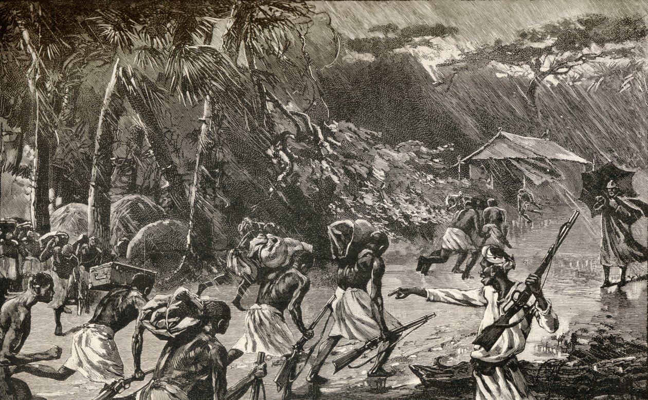 1886 年至 1889 年亨利-莫顿-斯坦利爵士的非洲埃明-帕夏救济远征中的当地搬运工 作者 英语学校