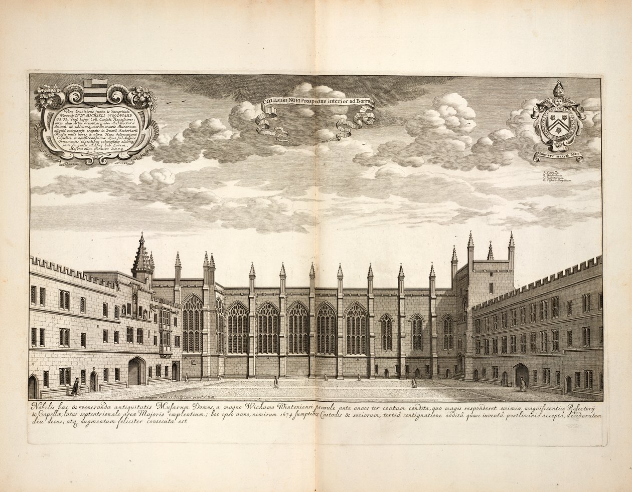 新学院，来自Oxonia Illustrata的20号板块，由David Loggon，牛津1675年 作者 英语学校