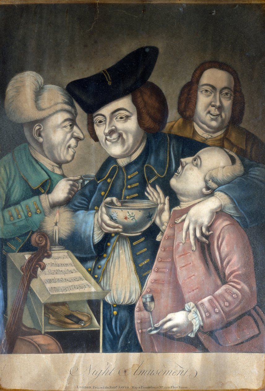 夜间娱乐》，约 1770 年（手工彩色水墨画） 作者 英语学校