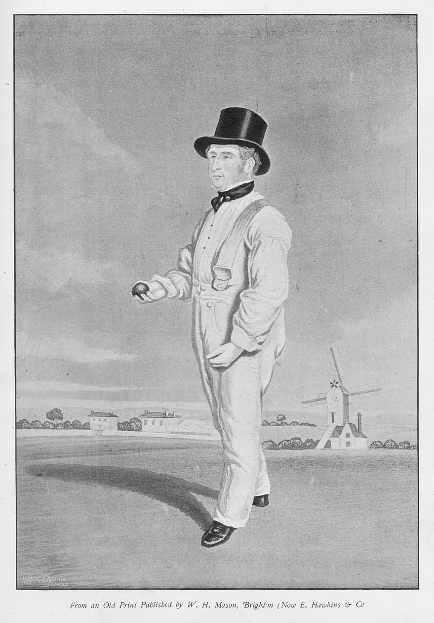 老Lillywhite，来自着名板球运动员和板球场的旧版画，由Hudson和Kearns出版，1895年 作者 英语学校